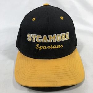 Sycamore Spartans Hat Cap Black Yellow Adjustable One Size Fits Most OSF